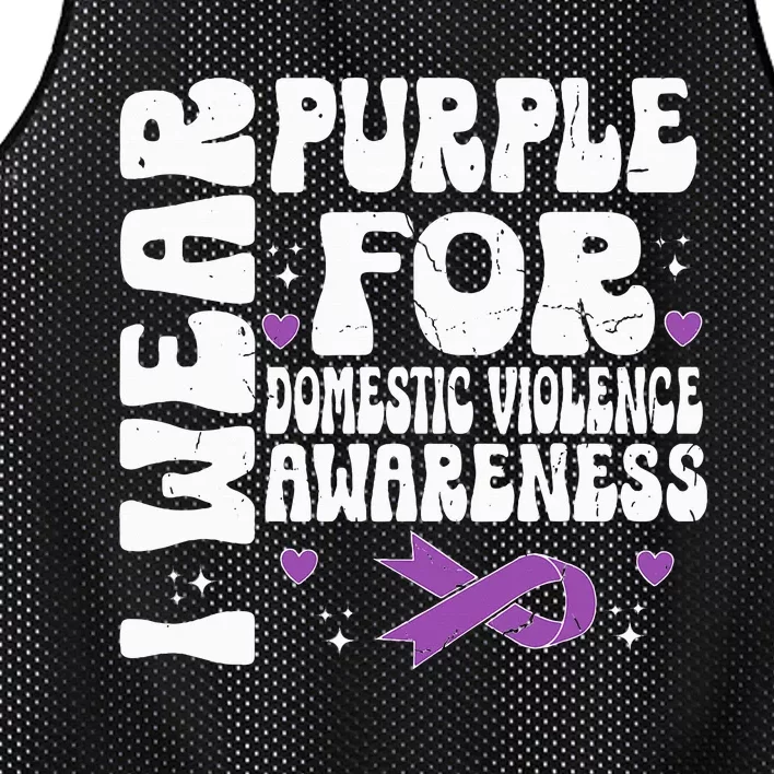 funny I Wear Purple Domestic Violence Awareness Mesh Reversible Basketball Jersey Tank