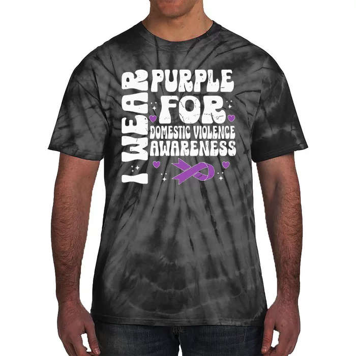 funny I Wear Purple Domestic Violence Awareness Tie-Dye T-Shirt