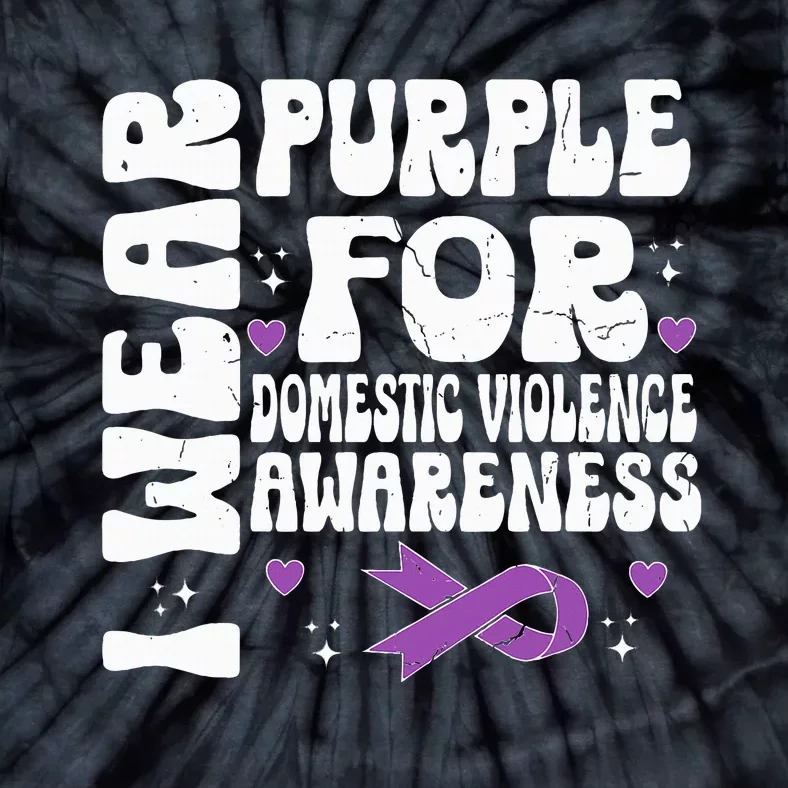 funny I Wear Purple Domestic Violence Awareness Tie-Dye T-Shirt