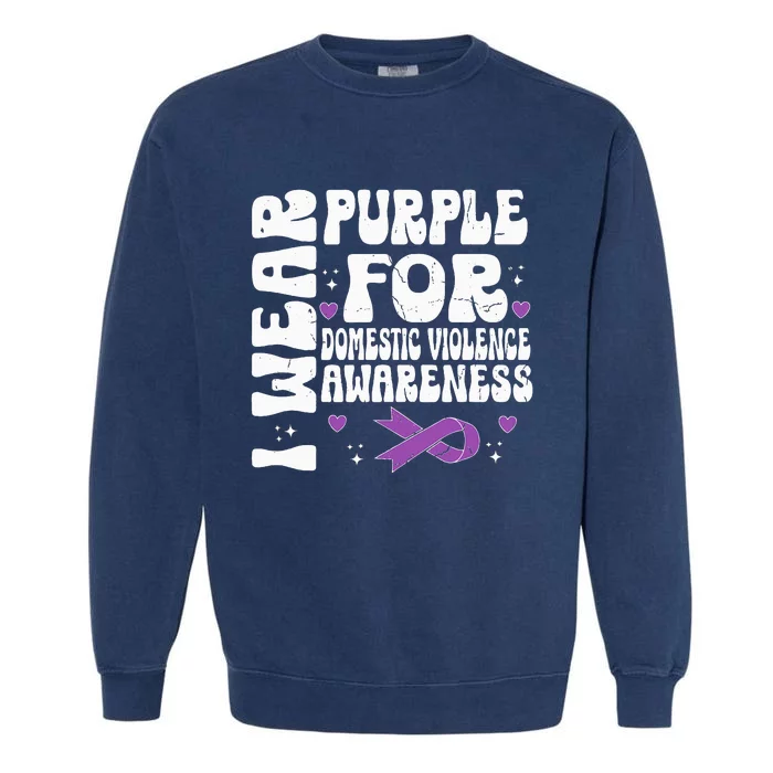 funny I Wear Purple Domestic Violence Awareness Garment-Dyed Sweatshirt