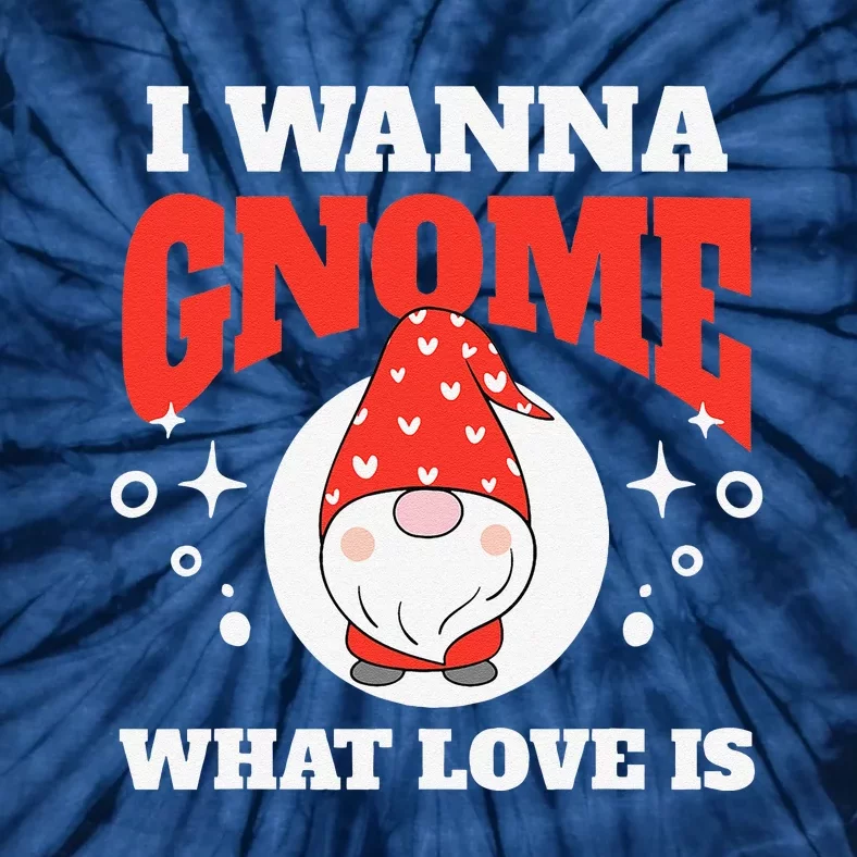 Funny I Wanna Know What Love Is Gnome Pun Valentine's Day Tie-Dye T-Shirt