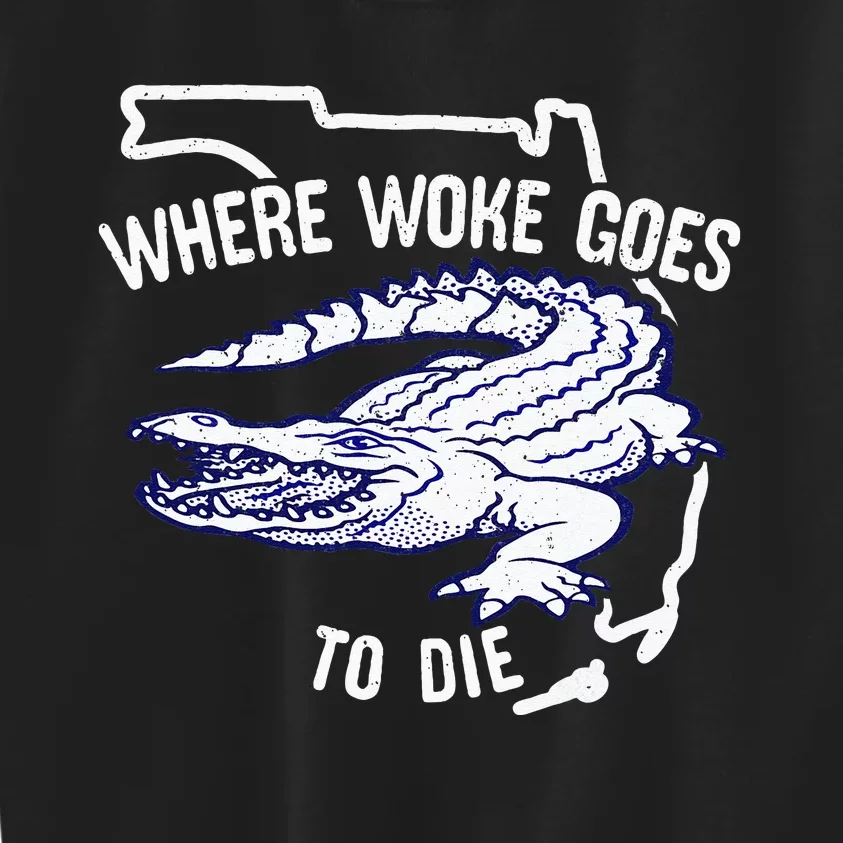 Florida Is Where Woke Goes To Die DeSantis Florida Funny Kids Sweatshirt