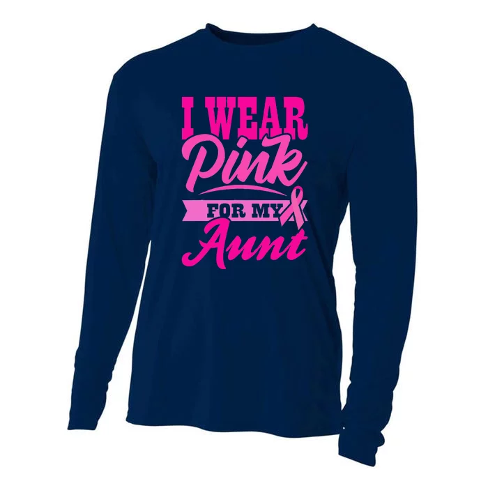 Funny I Wear Pink For MY Aunt World Cancer Day Cooling Performance Long Sleeve Crew