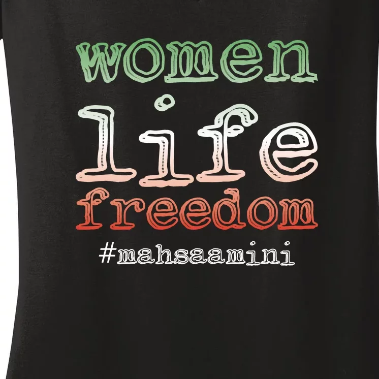 Free Iran | Women Life Freedom | Rise With The Women Of Iran Women's V-Neck T-Shirt