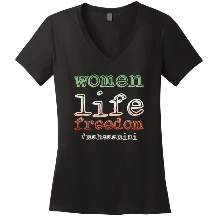 Free Iran | Women Life Freedom | Rise With The Women Of Iran Women's V-Neck T-Shirt