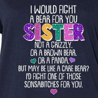 Funny I Would Fight A Bear For You Sister Women's V-Neck Plus Size T-Shirt