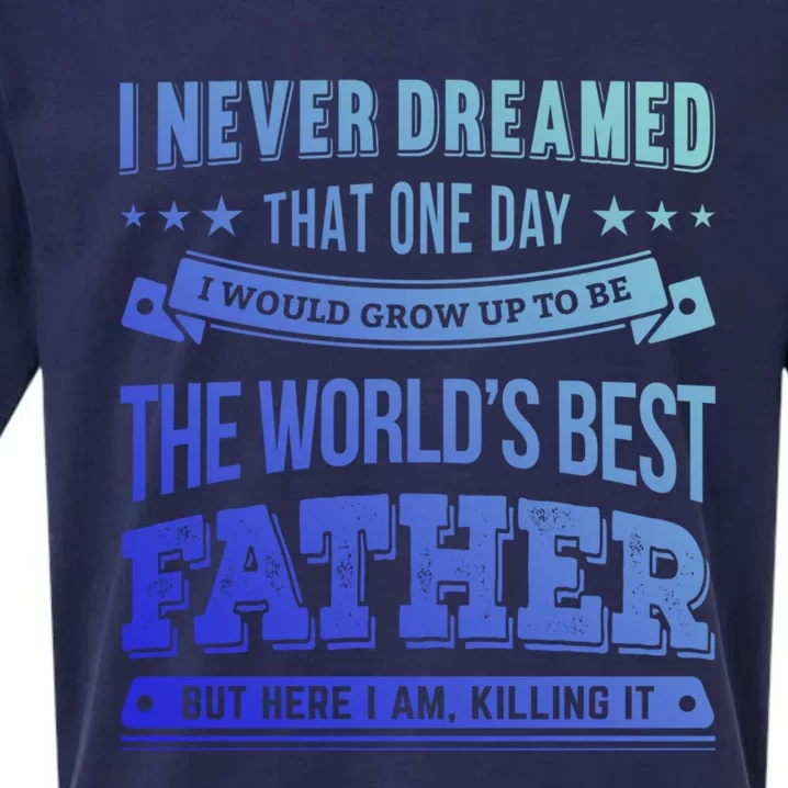 Father Idea Worlds Best Fathers Great Gift Sueded Cloud Jersey T-Shirt