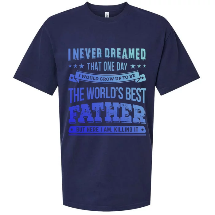 Father Idea Worlds Best Fathers Great Gift Sueded Cloud Jersey T-Shirt