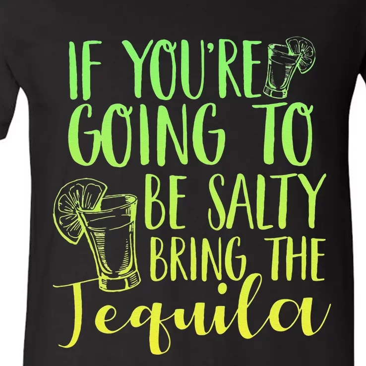 Funny If Youre Salty Bring Tequila Fun Drinking Tequila V-Neck T-Shirt