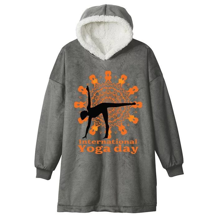 Funny International Yoga Day Design For Women Men Hooded Wearable Blanket