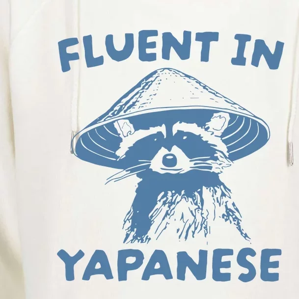 Fluent In Yapanese Raccoon Womens Funnel Neck Pullover Hood