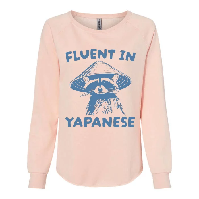 Fluent In Yapanese Raccoon Womens California Wash Sweatshirt