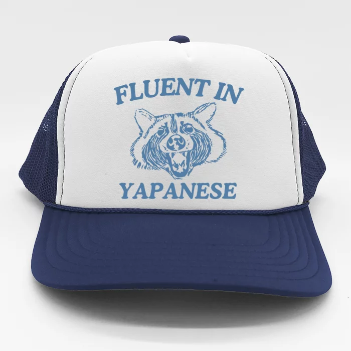 Fluent In Yapanese Raccoon Trucker Hat