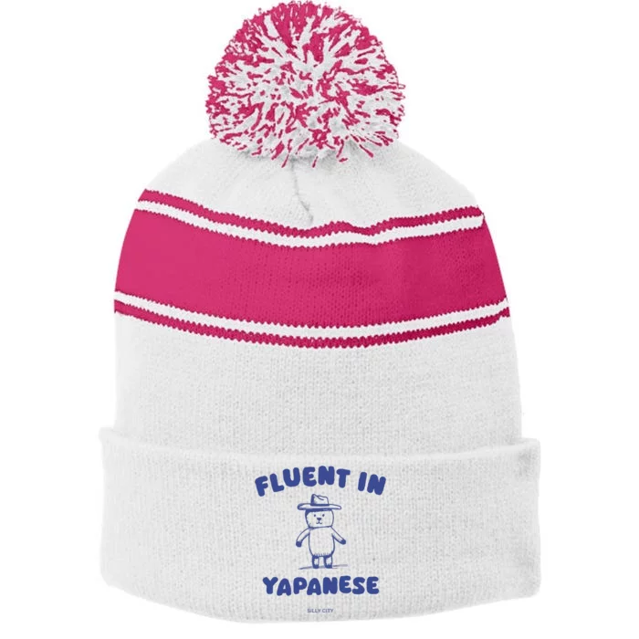 Fluent In Yapanese Stripe Pom Pom Beanie