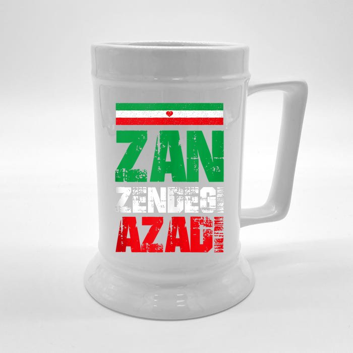 Free Iran Zan Zendegi Azadi Freedom Iran Azadi Persian Front & Back Beer Stein