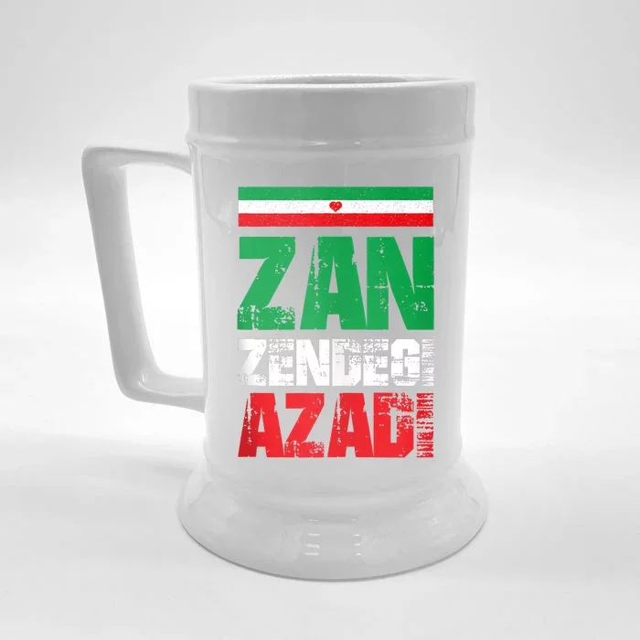 Free Iran Zan Zendegi Azadi Freedom Iran Azadi Persian Front & Back Beer Stein