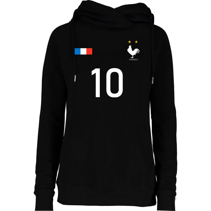 France Jersey 10 French Football Soccer Womens Funnel Neck Pullover Hood