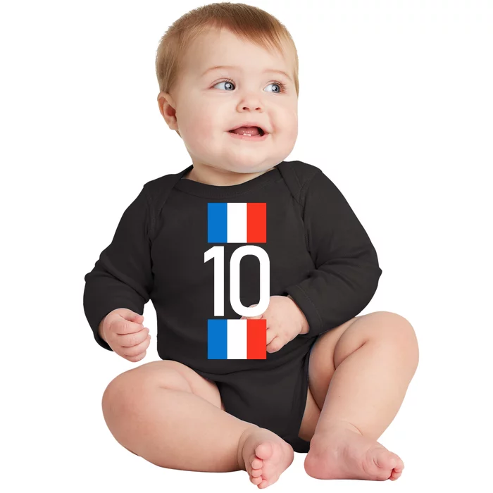 France Jersey 10 French Football Soccer Baby Long Sleeve Bodysuit