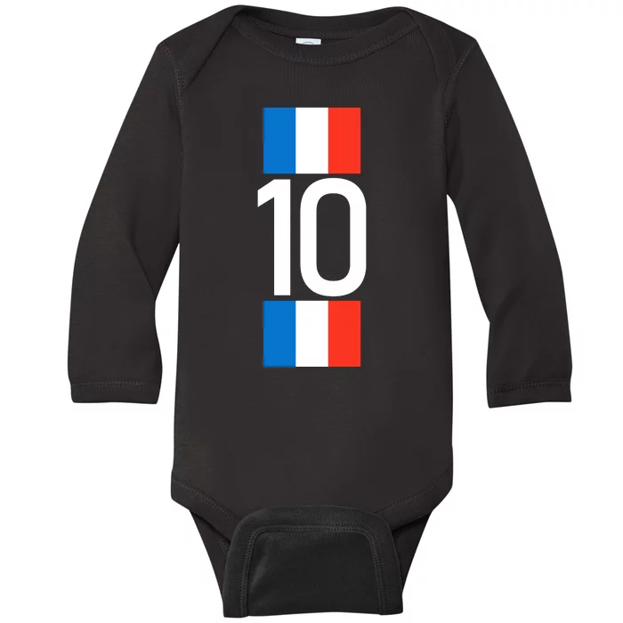 France Jersey 10 French Football Soccer Baby Long Sleeve Bodysuit