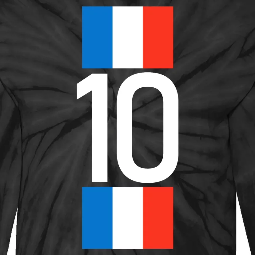 France Jersey 10 French Football Soccer Tie-Dye Long Sleeve Shirt