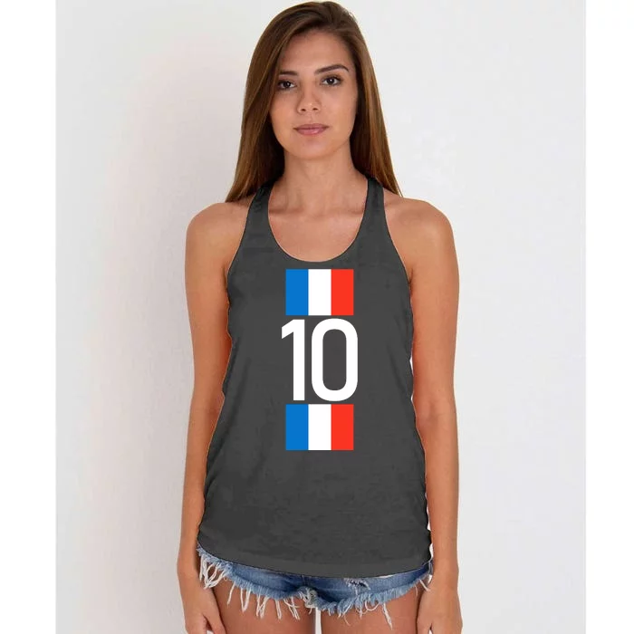 France Jersey 10 French Football Soccer Women's Knotted Racerback Tank