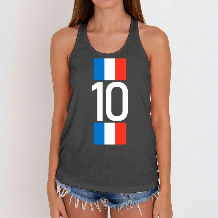 France Jersey 10 French Football Soccer Women's Knotted Racerback Tank