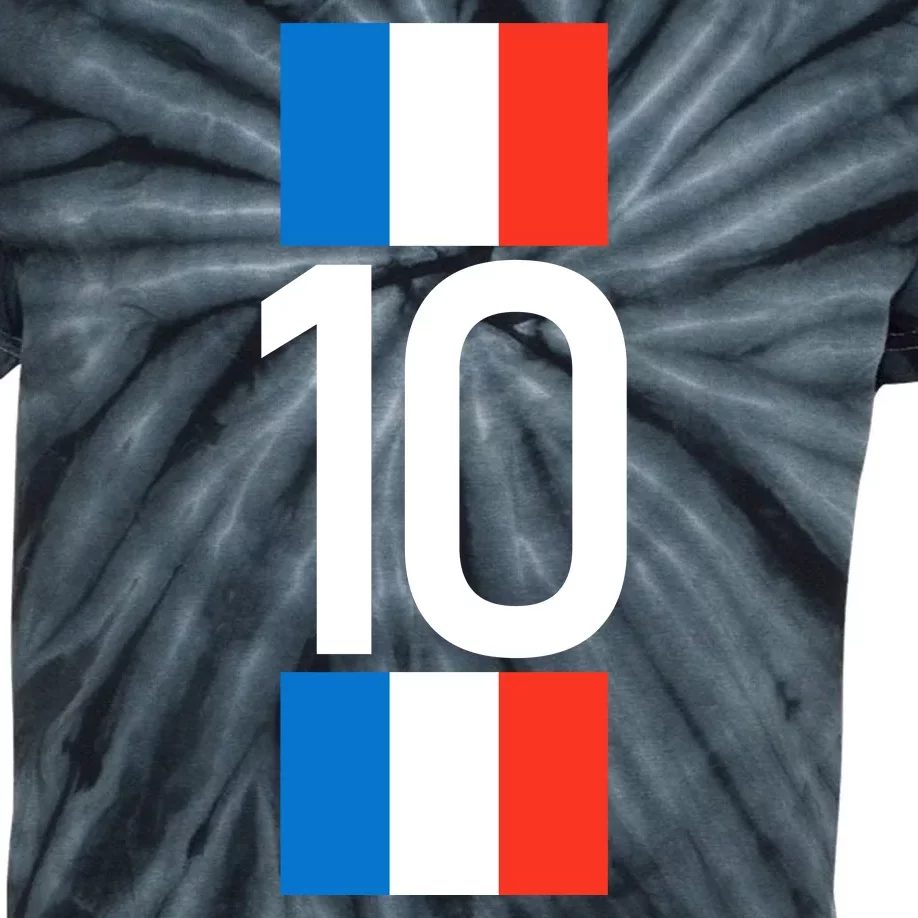 France Jersey 10 French Football Soccer Kids Tie-Dye T-Shirt