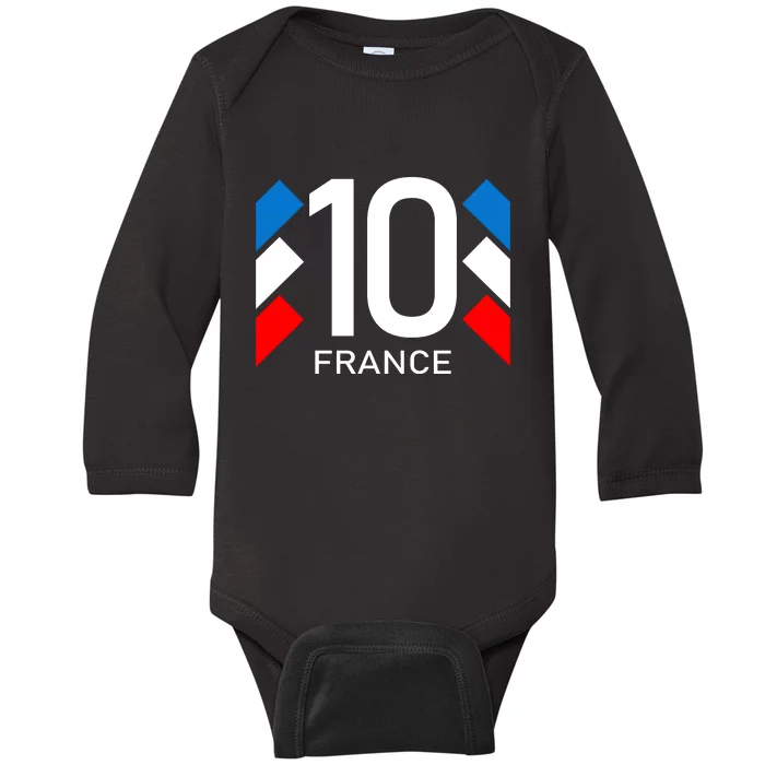 France Jersey 10 French Football Soccer Baby Long Sleeve Bodysuit