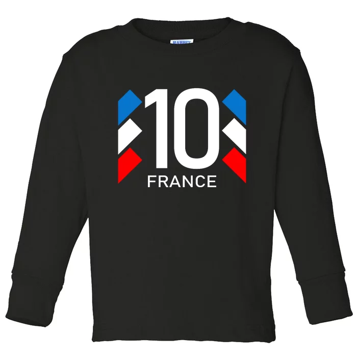 France Jersey 10 French Football Soccer Toddler Long Sleeve Shirt