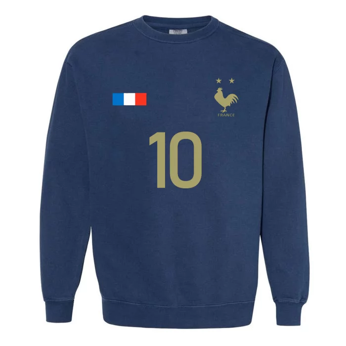 France Jersey 10 Football French Soccer Garment-Dyed Sweatshirt