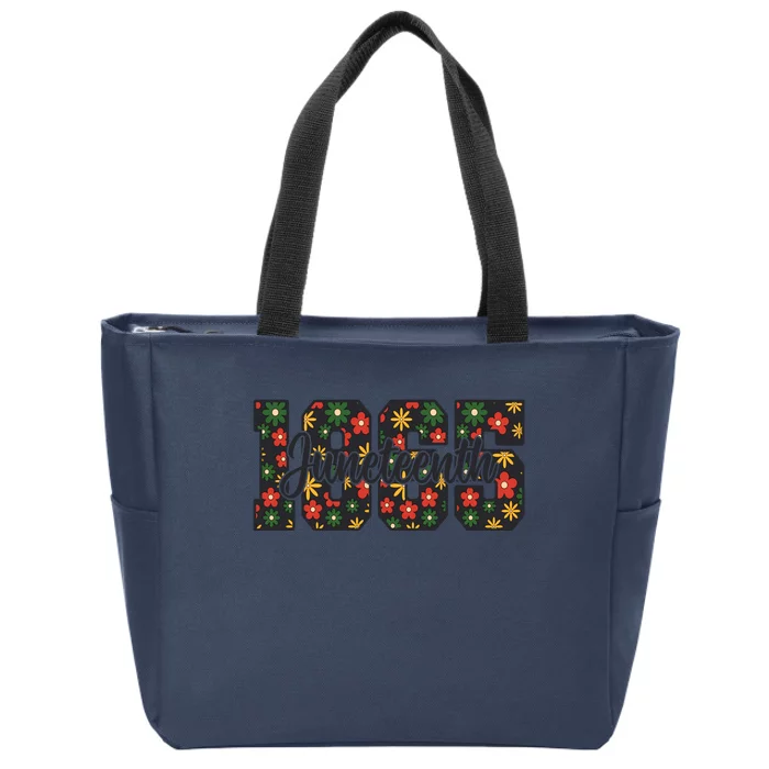 Floral Juneteenth 1865 Celebrate Freedom Zip Tote Bag