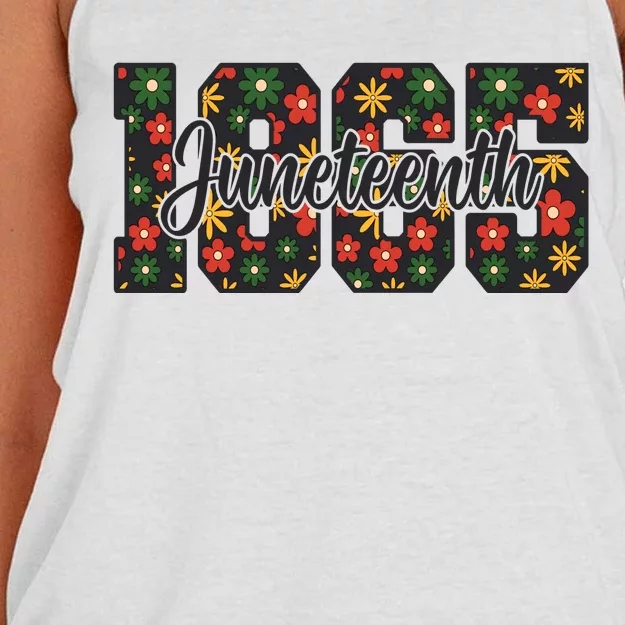 Floral Juneteenth 1865 Celebrate Freedom Women's Knotted Racerback Tank