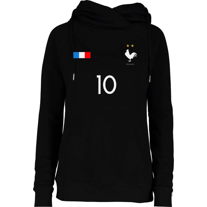 FRANCE JERSEY 10 FRENCH FOOTBALL SOCCER Womens Funnel Neck Pullover Hood