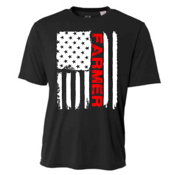 Farmer July 4 American Flag Funny Gift Farm Cow Tractor Gift Tee Great Gift Cooling Performance Crew T-Shirt