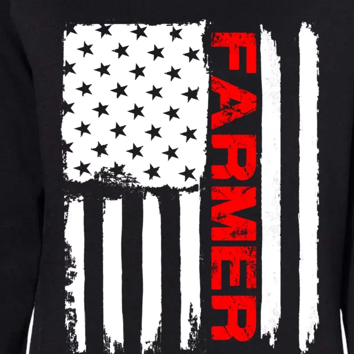 Farmer July 4 American Flag Funny Gift Farm Cow Tractor Gift Tee Great Gift Womens California Wash Sweatshirt