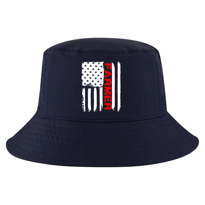 Farmer July 4 American Flag Funny Gift Farm Cow Tractor Gift Tee Great Gift Cool Comfort Performance Bucket Hat