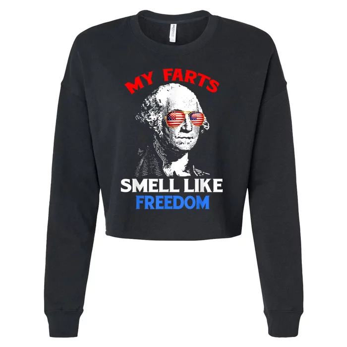 Funny July 4th Party Funny George Washington Cropped Pullover Crew