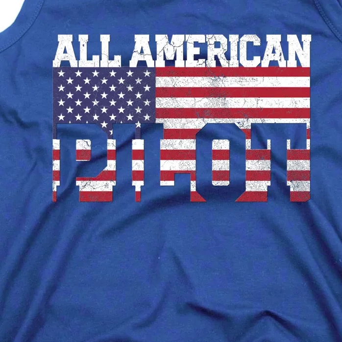 Funny July 4th Fathers Day Gift Pilot Dad Usa Flag Gift Tank Top