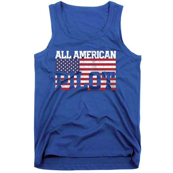 Funny July 4th Fathers Day Gift Pilot Dad Usa Flag Gift Tank Top