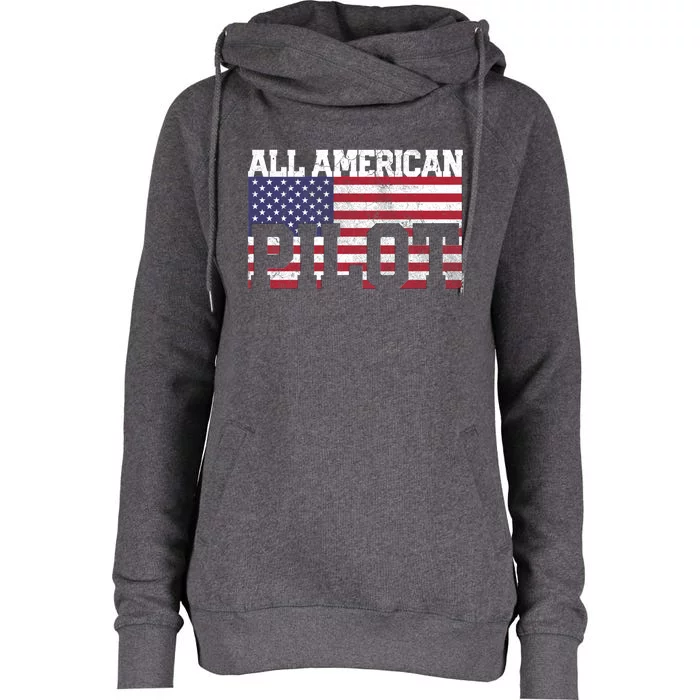 Funny July 4th Fathers Day Gift Pilot Dad Usa Flag Gift Womens Funnel Neck Pullover Hood