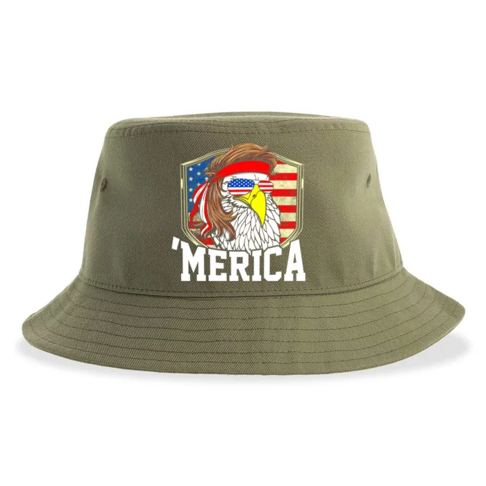 Funny July 4th Gift Merica Usa 4th Of July Mullet Eagle Gift Sustainable Bucket Hat