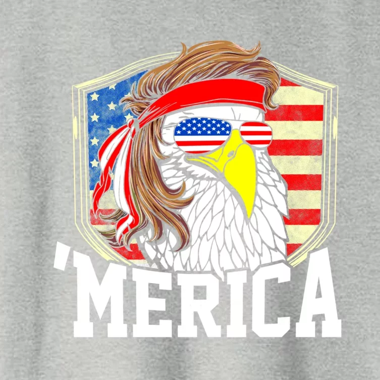 Funny July 4th Gift Merica Usa 4th Of July Mullet Eagle Gift Women's Crop Top Tee