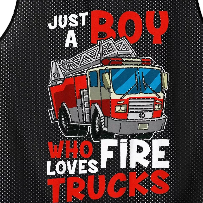 Firefighter Just A Boy Who Loves Fire Trucks Mesh Reversible Basketball Jersey Tank