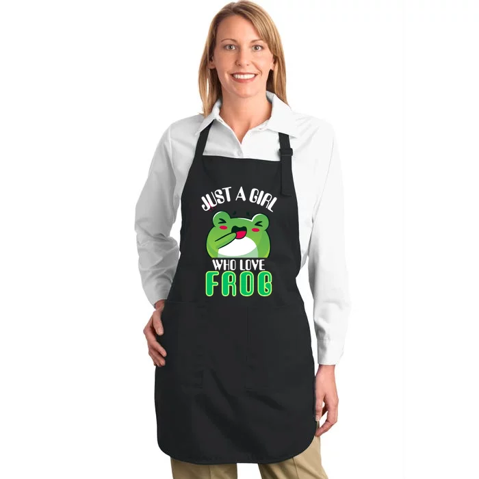 Frog Just A Girl Who Loves Frogs Funny Frog Lover Gift Full-Length Apron With Pocket