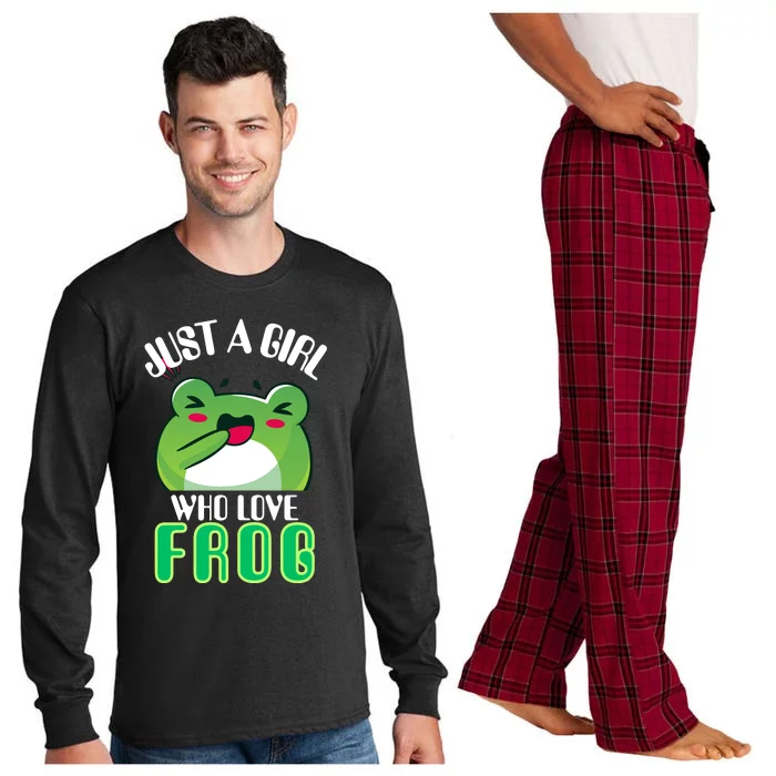 Frog Just A Girl Who Loves Frogs Funny Frog Lover Gift Long Sleeve Pajama Set