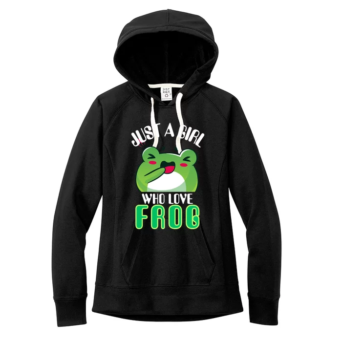 Frog Just A Girl Who Loves Frogs Funny Frog Lover Gift Women's Fleece Hoodie