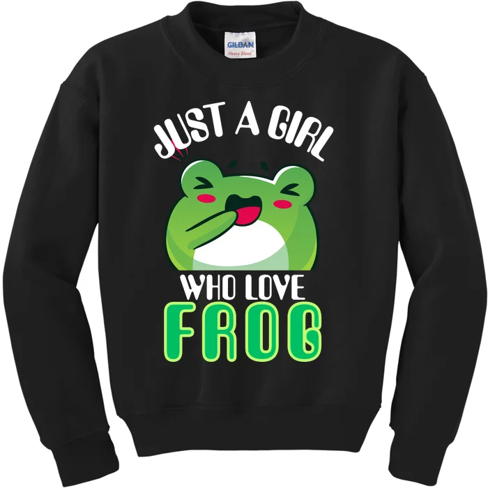 Frog Just A Girl Who Loves Frogs Funny Frog Lover Gift Kids Sweatshirt