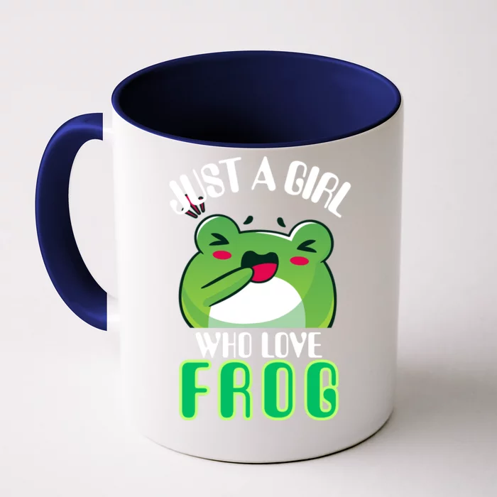 Frog Just A Girl Who Loves Frogs Funny Frog Lover Gift Front & Back Coffee Mug