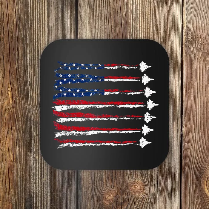 Fighter Jet Airplane Usa Flag Coaster