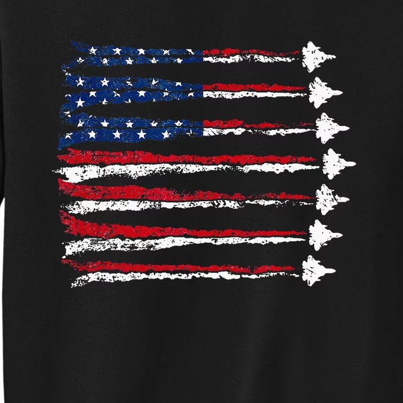 Fighter Jet Airplane Usa Flag Tall Sweatshirt